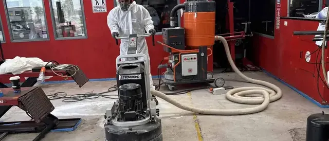 FlooringPro concrete grinding equipment preparing an Auckland slab