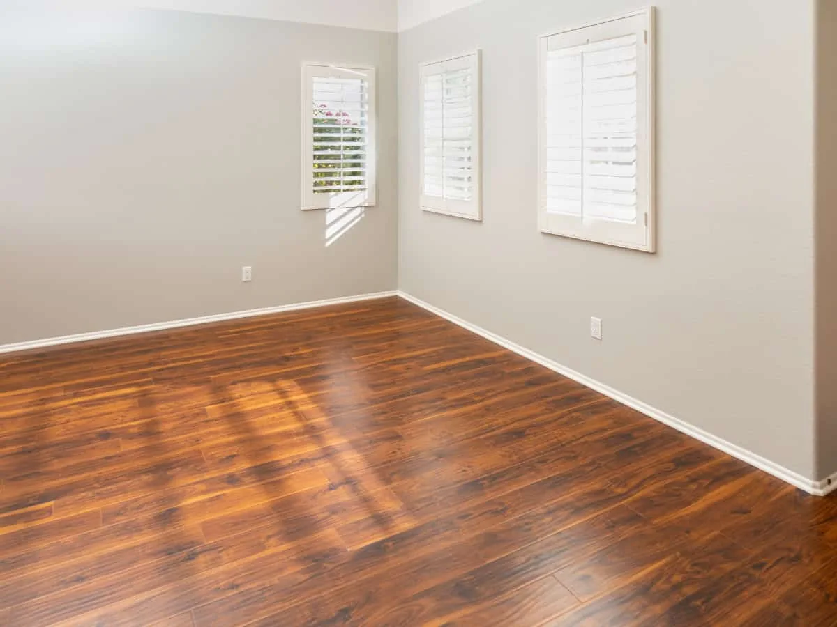 Finished timber-look floor in a bright Auckland home
