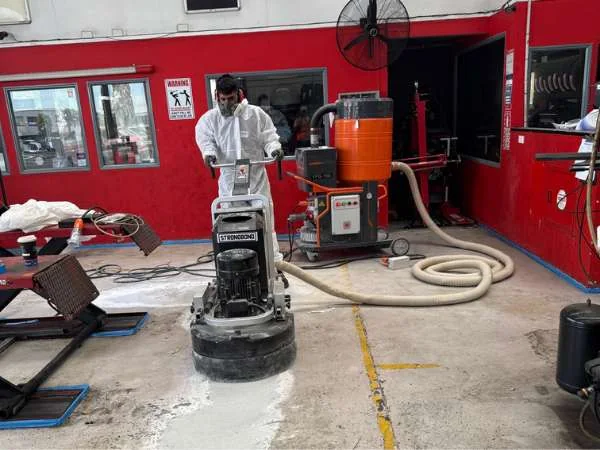 Concrete surface preparation during the Bridgestone project